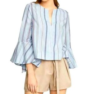 BCBGMaxazria Fluted Bell Sleeve Teri Top XS